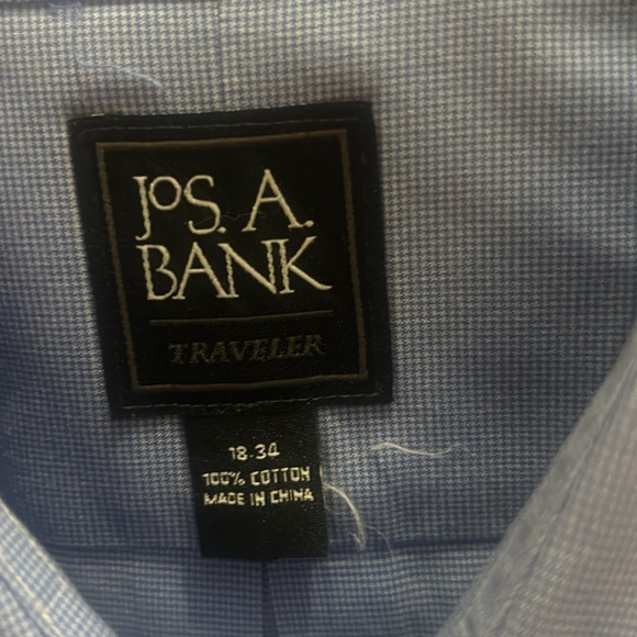 Jos. A. Bank long sleeve button up shirt size 18 - 34 white & blue - Picture 2 of 6